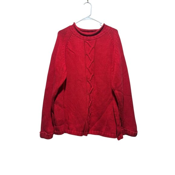 St. John's Bay Sweaters - Vintage StJohnsBay Cable Knit Roll Neck Sweater Womens 3X Red Christmas Preppy